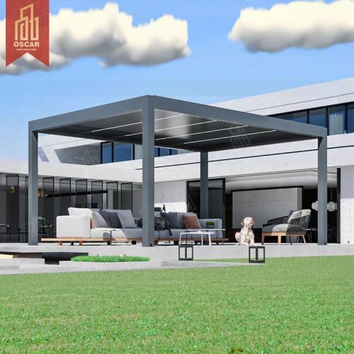 Outdoor Waterproof Uv Blocking Expandable Space Louvered Aluminum Motorized Patio Canopy Garden Backyard Poolside Pergola