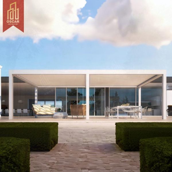 Bioclimatic Aluminum Pergola with Sliding Glass Doors Modern Opening Outdoor Furniture Villa Garden Patio Pergola