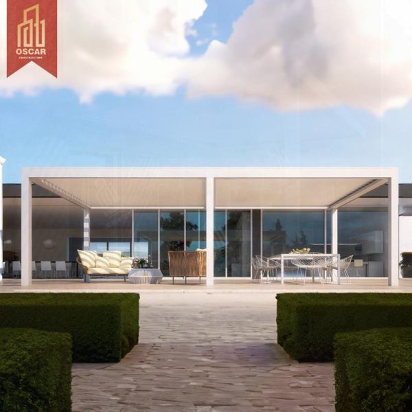 Sun Shading Metal Gazebo with Shutter Roof Chinese Patio Balcony Outdoor Relaxing Entertaining Pergola