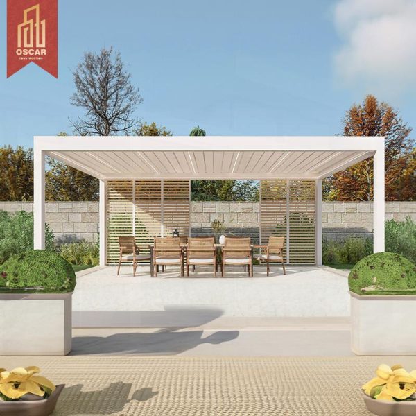 Modern Automatic Outdoor Patio Gazebo Bioclimatic Aluminium Arches with Opening Louvred Roof Garden Terrace Balcony Pergola