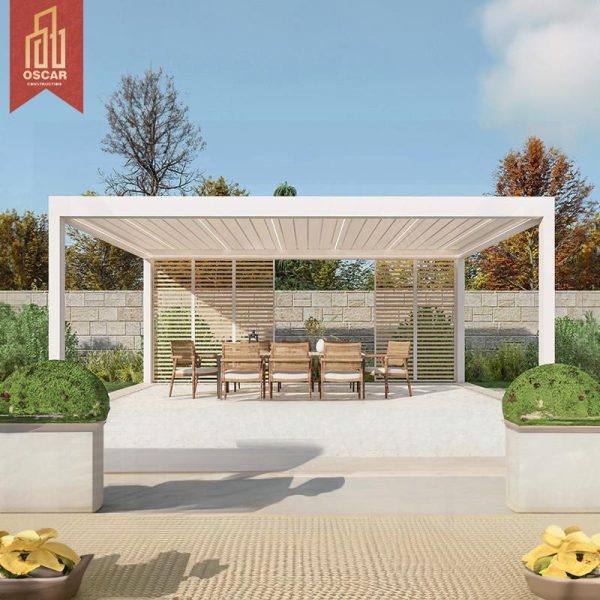 Waterproof Windproof Aluminium Outdoor Patio Louver Roof System Garden Bioclimatic Pergola Backyard Terrace Balcony Pergola