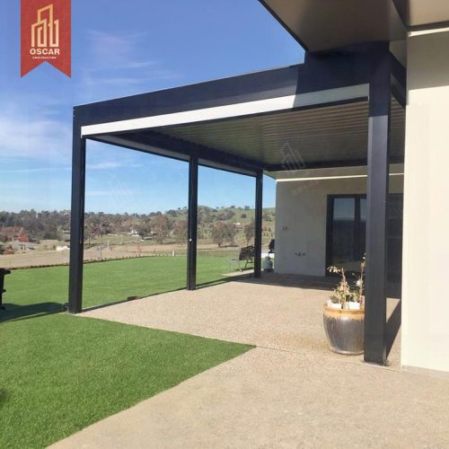 Customized Sustainable 8X8 Louvered Pure Aluminum Waterproof Sliding Glass Patio Garden Backyard Pergola Pergola