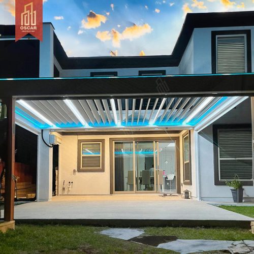 Modern Bioclimatic Waterproof Electric Outdoor Aluminum Louvre Roof Garden Patio Balcony Enhancement Pergola