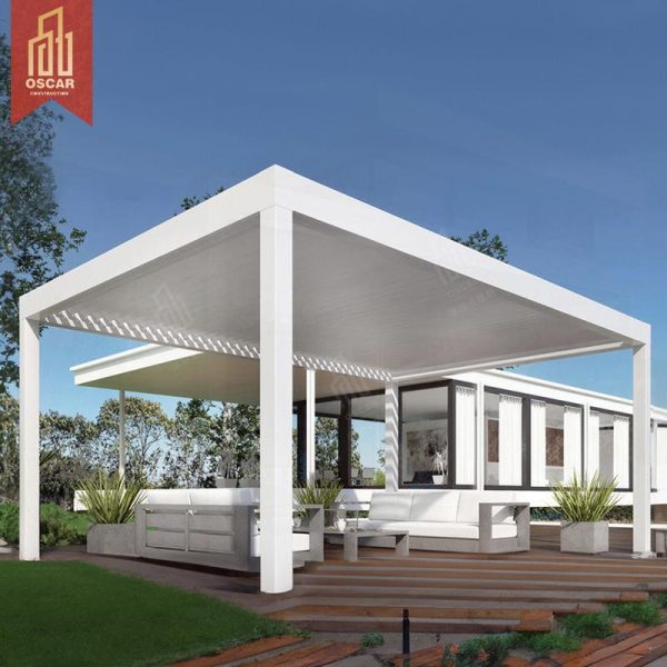 Bioclimatic Motorised Opening Adjustable Outdoor Aluminium Shade Gardens Patios Backyards Modern Design Pergola