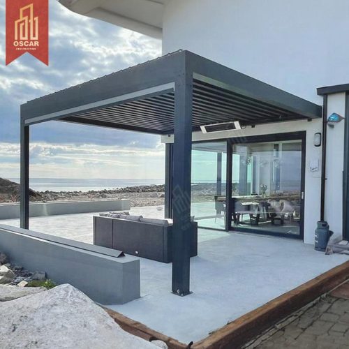 Door Restaurant Sunshade Waterproof Motorized Customized Louver Roof Pergola Beach Garden Patio with Bioclimatic Feature Pergola