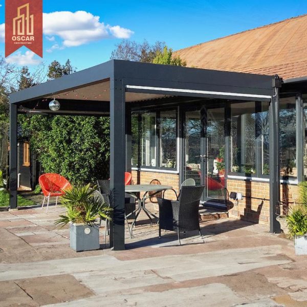Motorised Waterproof Aluminum Pergolas Gazebo with Led Lights Backyard Patio Garden Outdoor Shade Luxury Elegant Pergola