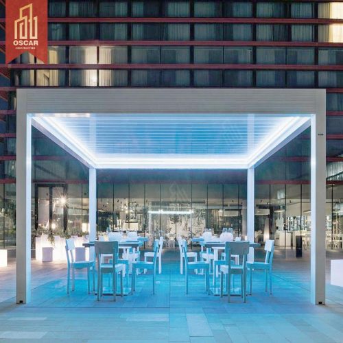 Sustainable Waterproof 8X8 Motorized Electric Folding Louvered Pure Aluminum Pergola Ideal Us Gardens Patios Backyards Pergola