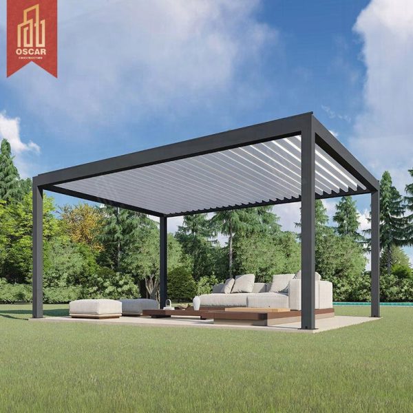 Eestanding Pool Enclosure with Adjustable Louvers Ideal Backyard Garden and Poolside Louvered Patio Roof and Sun Pergola Pergola