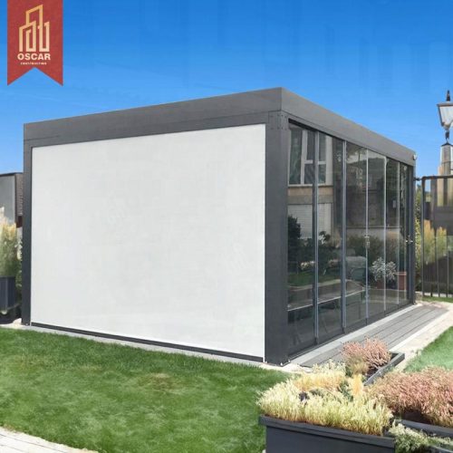 Roof Ultraviolet - Proof Motorized Louvered Aluminium Structure Garden Patio Backyard Custom Bioclimatic Pavilion Gazebo Pergola