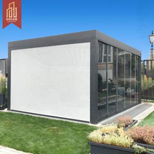Heavy Duty Retractable Motorized Aluminum Louvered Roof Outdoor Waterproof Patio Pergola Garden Balcony Terrace Pergola
