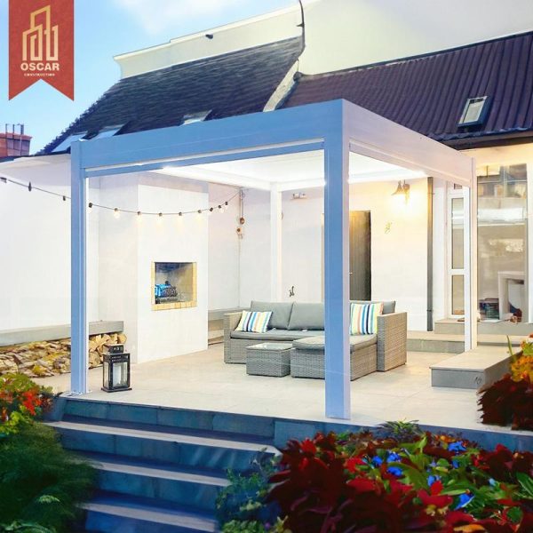 Outdoor Waterproof Awning Custom Party Design Electric Gazebo Aluminum Alloy Frame Courtyard Patio Garden Pergola