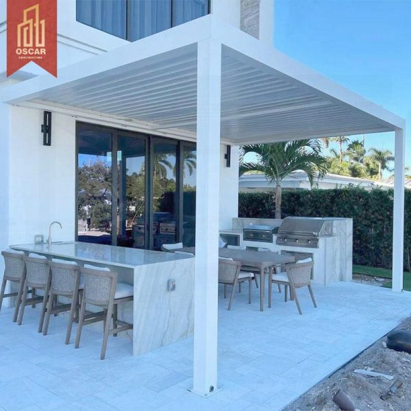 Outdoor Aluminum Louvered Roof Sun Shade with Zip Screen Ideal Gardens Patios Backyards Patio Pavilion Arbour Pergola