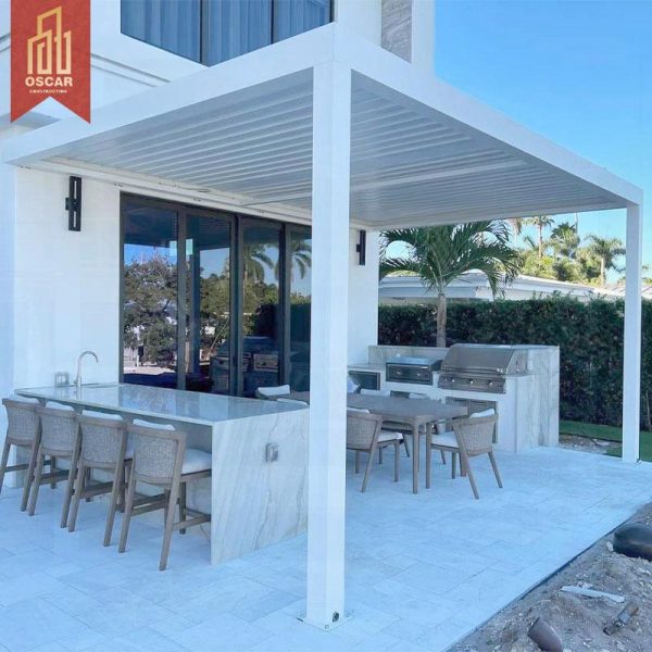 Anti-Uv Outdoor Opening Roof Awning Modern Canopy Garden Patio Terrace Plastic Wood Wpc Pergola Pergola