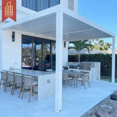 Custom 6X4 Aluminium Pergola with Manual Remote Control and Led Light Bioclimatic Modern Outdoor Backyard Patio Use Pergola