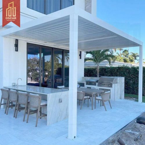 Uv Block Waterproof Bioclimatic Aluminum Courtyard Patio Canopy Open Air Dining Living Space Pergola Pergola