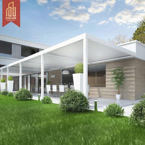 Motorised Waterproof Aluminum Pergolas with Led Lights Luxury Outdoor Gazebo Patio Garden Poolside Outdoor Shade Pergola