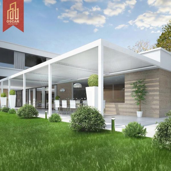 Outdoor Large Size Waterproof Shade Louvered Aluminum Motorized Canopy Patio Structure Garden Backyard Poolside Pergola