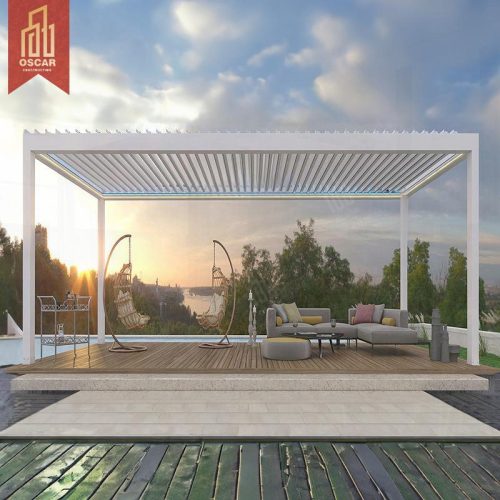Custom 6X4 Aluminium Pergola with Manual Remote Control and Led Light Modern Bioclimatic Outdoor Garden Patio Backyard Pergola