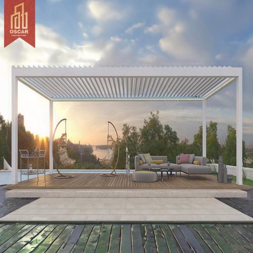 Ee Standing Waterproof Motorized Louver Pergola with Ultraviolet - Proof Custom Bioclimatic Design Garden Patio Backyard Pergola