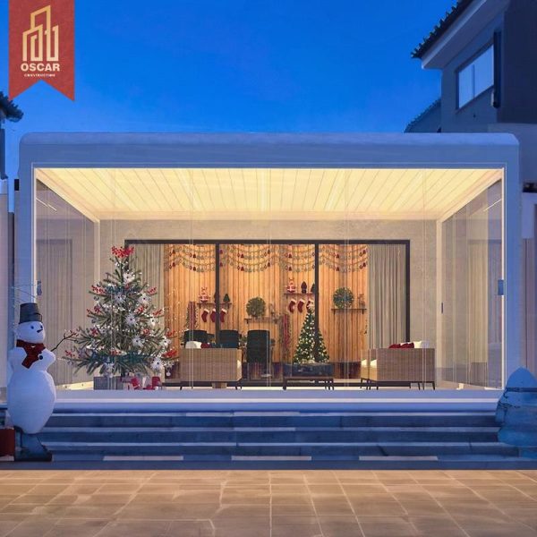 ศาลากลางแจ้งอลูมิเนียมไฟฟ้า 4X3 3X4 พร้อมไฟ LED สวน ลานบ้าน ระเบียง ศาลาอเนกประสงค์ที่มีสไตล์
