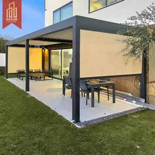 Utdoor Louvered Solar Aluminum Canopy Pergola Kits Garden Patio Backyard with Bioclimatic Function and Adjustable Design Pergola