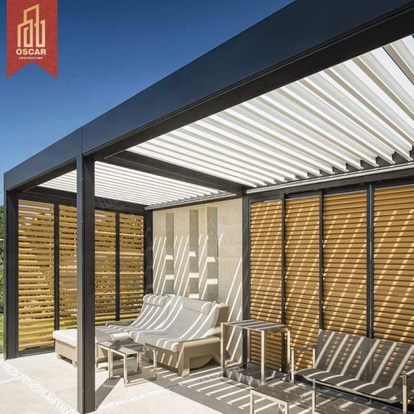Modern Bioclimatic Uv Resistant Motorized Louver Swimming Pool Pergola Backyard Outdoor Sunroom in Us Pergola