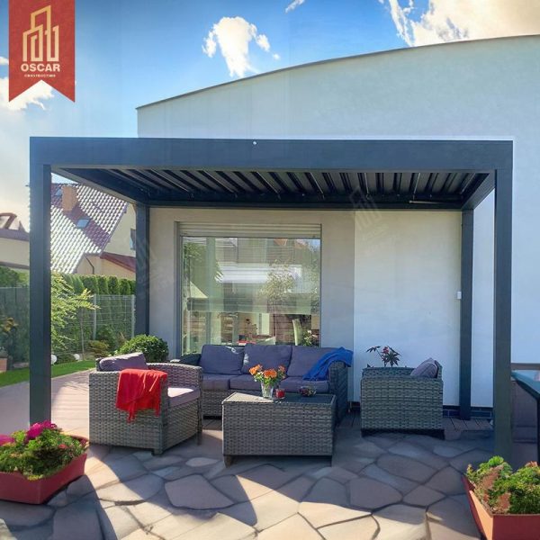 Motorized Adjustable Sun Shading Waterproof Louvered Structure Outdoor Patio Balcony Garden 3X3 Pergola