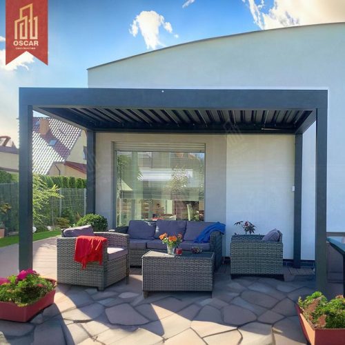 12 X 156 Feet Louvered Waterproof Pergola Patio Cover Garden Backyard Poolside Shading Shelter Pergola
