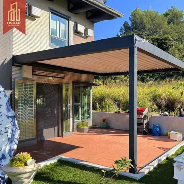 Control Motorized Automatic Pergola Roof Louvers Outdoor Patio Garden with Bioclimatica System in 3X3 3X4 4X3 4X6 Sizes Pergola