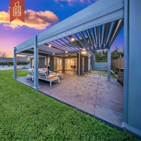 New Design Motorized Aluminum Pergola with Sliding Glass and Roller Blinds Garden Patio Backyard Luxury Modern Pergola