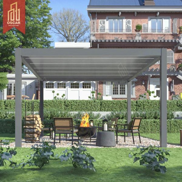 Aluminum Louvered Outdoor Patio Canopy Kits Garden Bioclimatic Shade and Outdoor Relaxing Pergola