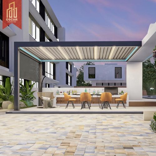 Adjustable Customized Outdoor Aluminium Louver Glass Pergola Garden Patio Backyard Modern Motorized Bioclimatic Pergola