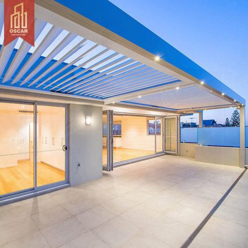 Motorized Electric Folding Aluminum Bioclimatic Outdoor Pergola with Adjustable Louvers Garden Patio Backyard Pergola