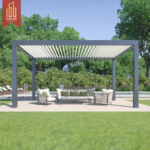 Uv Block Waterproof Bioclimatic Aluminum Courtyard Patio Canopy Open Air Dining Living Space Pergola Pergola
