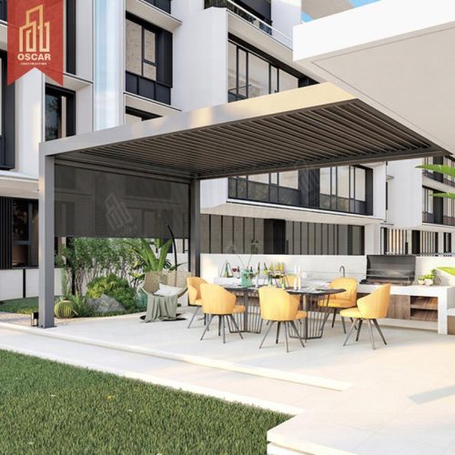 Call Pergola Aluminum Louvered Roof House Balcony - Weather - Resistant Sun - Blocking Ideal Balconies Terraces Gardens Pergola