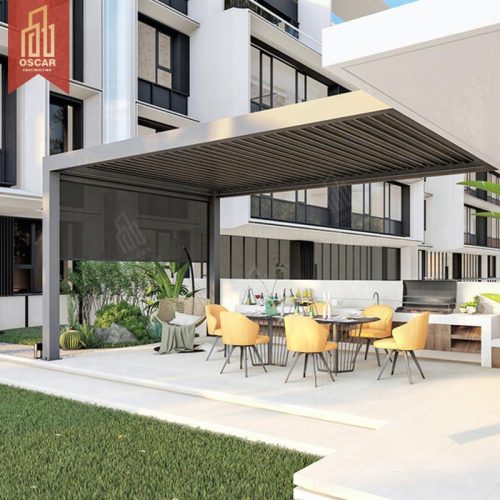 Waterproof Bioclimatic Aluminum Louvered Roof Patio Pergola Ideal Outdoor Garden and Poolside Areas Pergola
