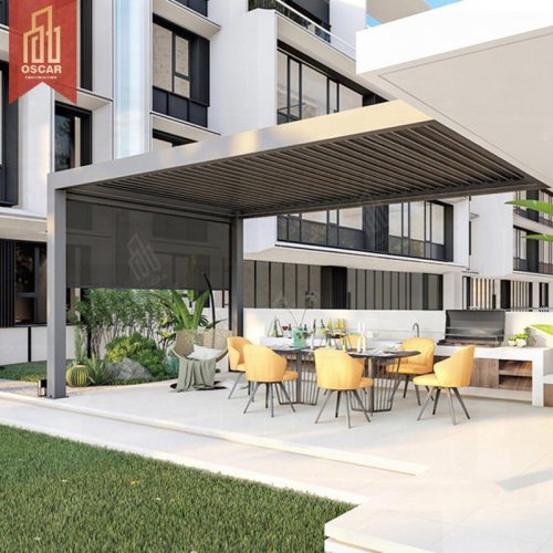 Motorized Aluminum Louvre Roof Bioclimatic Outdoor Shading Garden Patio Balcony innovative Durable Aluminum Pergola Pergola