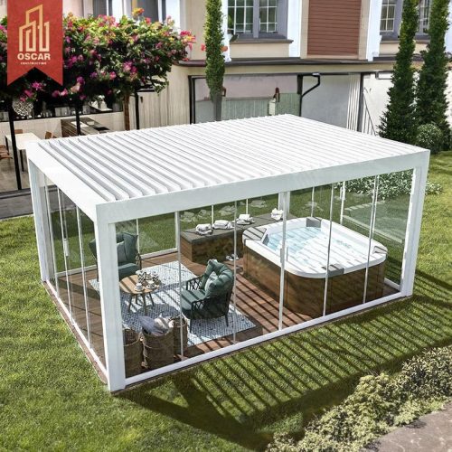 Diy Modern Pergola Motorized Louver Retractable Roof Bioclimatic with Zip Screen Ideal Backyard Patio Garden Pergola