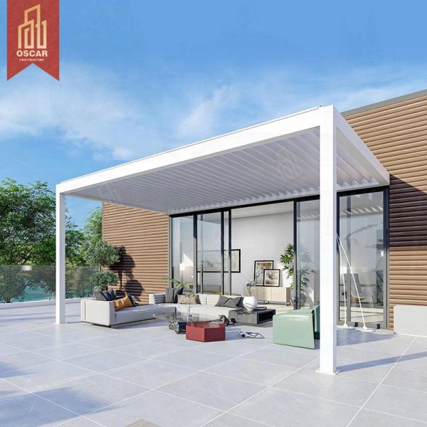 Motorized Aluminium Garden Gazebo with Easy Assembly Customized Terrace Patio Backyard Pergola