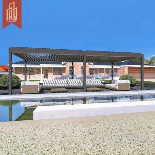 Ee Standing Waterproof Motorized Louver Pergola with Ultraviolet - Proof Custom Bioclimatic Design Garden Patio Backyard Pergola