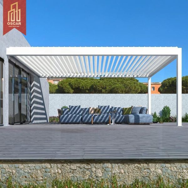 Customizable Remote – Controlled Louvered Electric Pergola Balcony Roof Gazebo Outdoor Entertainment in Garden Courtyard Pergola