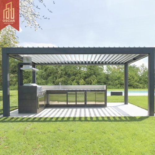 Motorized Louvered Waterproof Aluminium Hardtop Pergola Modern Outdoor Patio and Garden Spaces Pergola