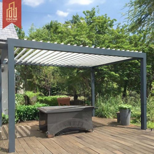 Bioclimatic Aluminium Pergola with Electric Adjustable Louvered Roof Modern Garden Terrace Canopy Outdoor Patio Balcony Pergola