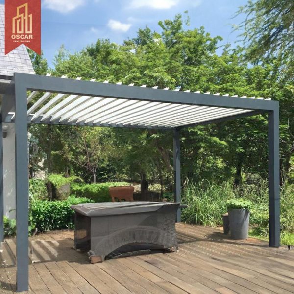 Bioclimatic Aluminium Pergola with Electric Adjustable Louvered Roof Modern Garden Terrace Canopy Outdoor Patio Balcony Pergola