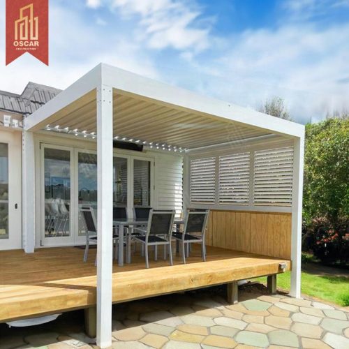 Outdoor Motorized Waterproof Louvered Roof Structure with Zip Screen Garden Patio Balcony 4X4 6X4 Pergola
