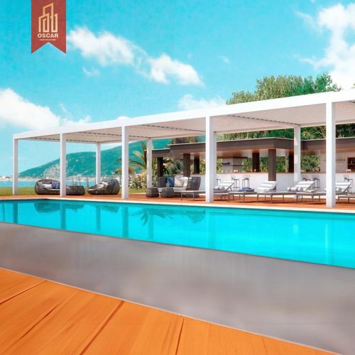 Snowproof Windproof Luxury Modern Outdoor Pergola Gazebo Automatic Shading System Swimming Pool Patio Garden Pergola