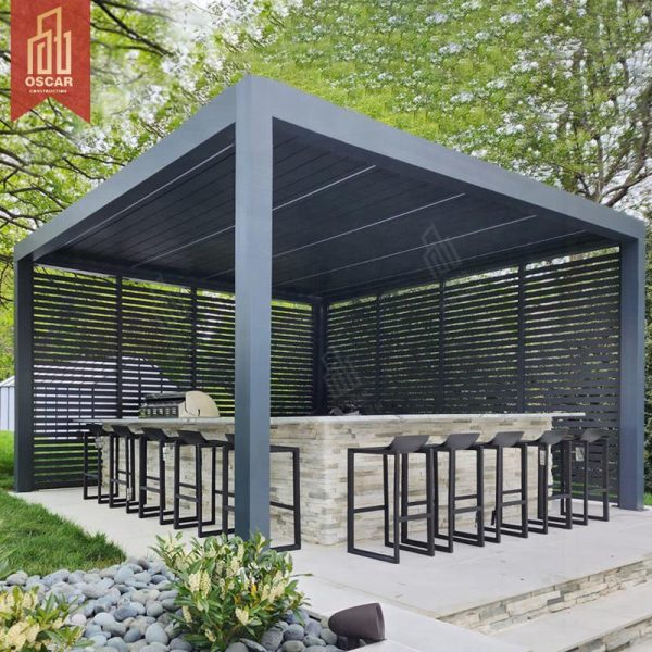 Tric Pergola Roof Pavilion with Sun Shading and Rain Protection Features Stylish Modern Design Garden Patio Backyard Use Pergola