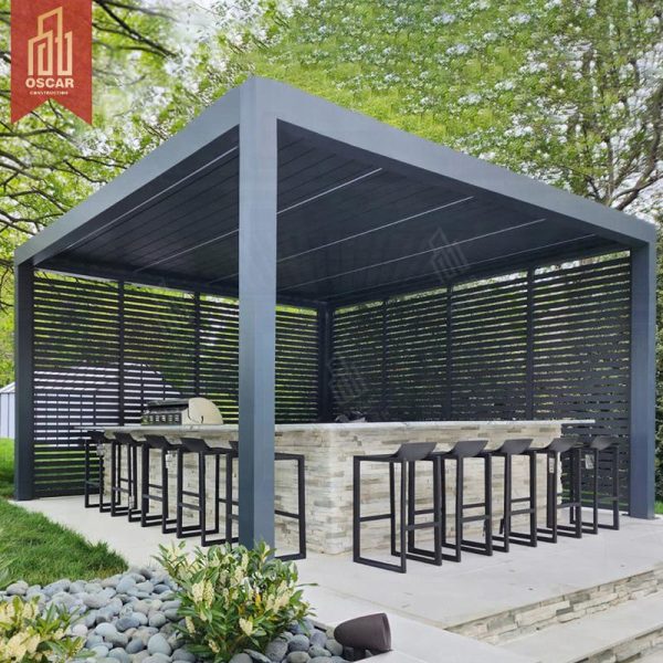 Thracite Grey Brown Bioclimatic Louvered Outdoor Aluminum Shading Structure Patio Shelter Garden Balcony Terrace Pergola Pergola
