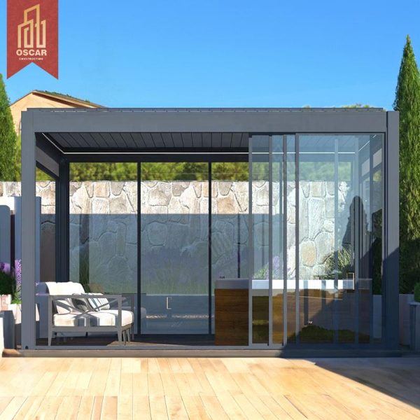 Patio Cover Garden Backyard Terrace with Adjustable Shading and Weather – Resistant Function Creative Outdoor Structure Pergola
