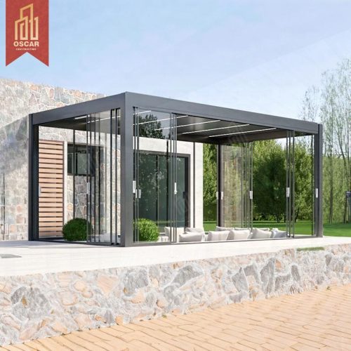 Waterproof Sunshade Louver Roof Cover System Prefabricated Aluminum Outdoor Garden Patio Yard Gazebo Pergola Pergola